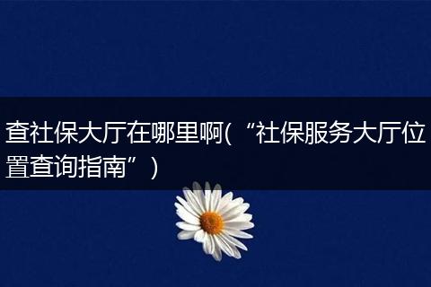查社保大厅在哪里啊(“社保服务大厅位置查询指南”)