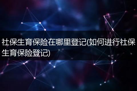 社保生育保险在哪里登记(如何进行社保生育保险登记)