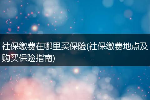 社保缴费在哪里买保险(社保缴费地点及购买保险指南)
