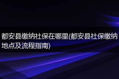 都安县缴纳社保在哪里(都安县社保缴纳地点及流程指南)