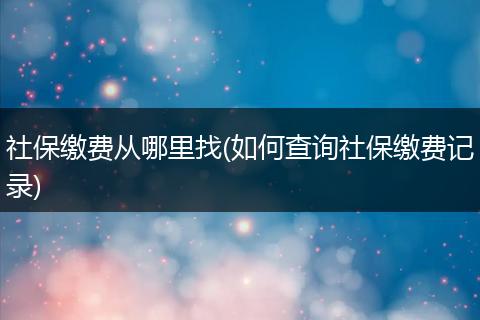 社保缴费从哪里找(如何查询社保缴费记录)