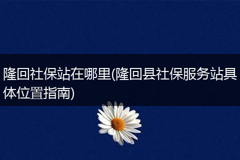 隆回社保站在哪里(隆回县社保服务站具体位置指南)