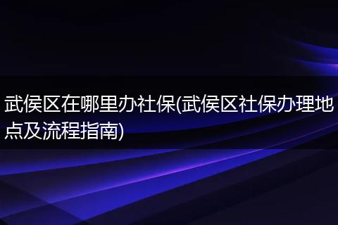 武侯区在哪里办社保(武侯区社保办理地点及流程指南)