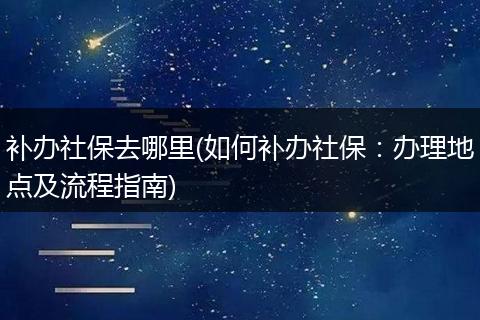 补办社保去哪里(如何补办社保：办理地点及流程指南)