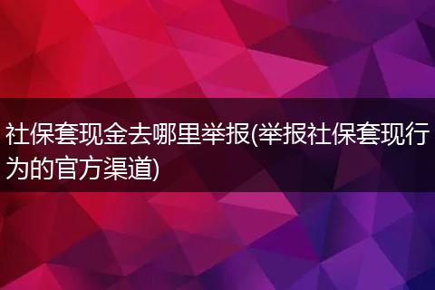 社保套现金去哪里举报(举报社保套现行为的官方渠道)