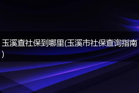 玉溪查社保到哪里(玉溪市社保查询指南)