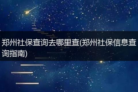 郑州社保查询去哪里查(郑州社保信息查询指南)