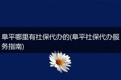 阜平哪里有社保代办的(阜平社保代办服务指南)