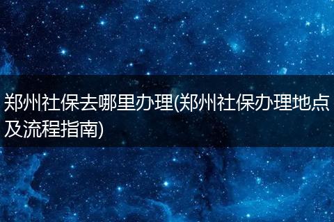 郑州社保去哪里办理(郑州社保办理地点及流程指南)