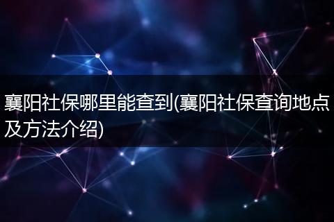 襄阳社保哪里能查到(襄阳社保查询地点及方法介绍)