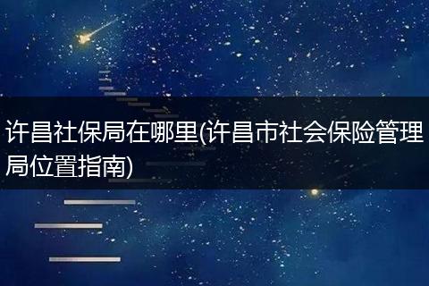 许昌社保局在哪里(许昌市社会保险管理局位置指南)
