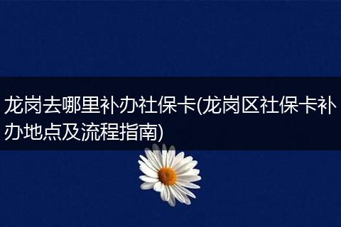 龙岗去哪里补办社保卡(龙岗区社保卡补办地点及流程指南)