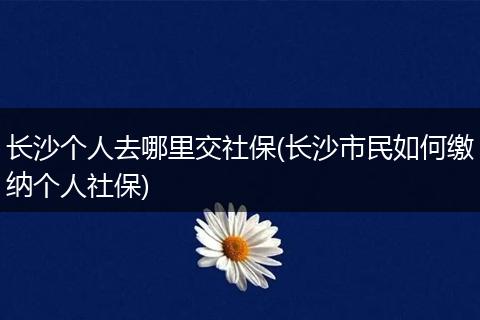 长沙个人去哪里交社保(长沙市民如何缴纳个人社保)