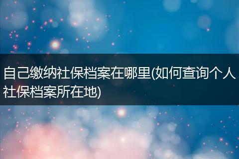 自己缴纳社保档案在哪里(如何查询个人社保档案所在地)