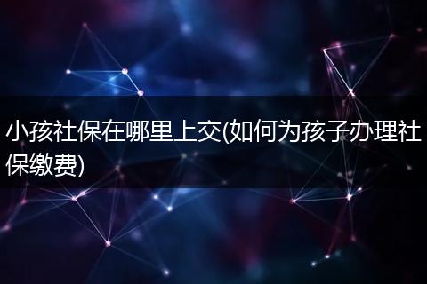 小孩社保在哪里上交(如何为孩子办理社保缴费)
