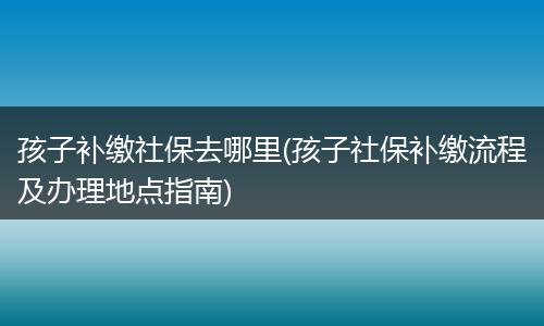 孩子补缴社保去哪里(孩子社保补缴流程及办理地点指南)