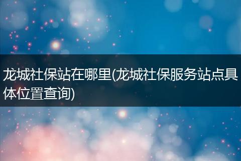 龙城社保站在哪里(龙城社保服务站点具体位置查询)