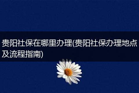 贵阳社保在哪里办理(贵阳社保办理地点及流程指南)