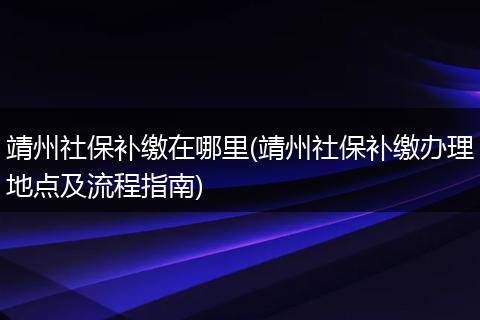 靖州社保补缴在哪里(靖州社保补缴办理地点及流程指南)