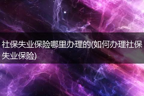 社保失业保险哪里办理的(如何办理社保失业保险)
