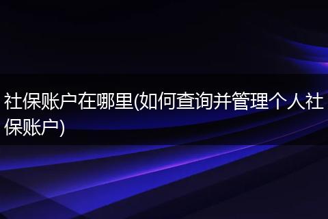 社保账户在哪里(如何查询并管理个人社保账户)