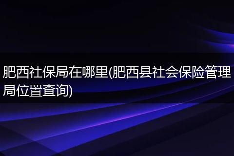 肥西社保局在哪里(肥西县社会保险管理局位置查询)