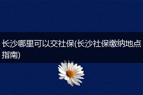 长沙哪里可以交社保(长沙社保缴纳地点指南)