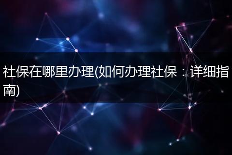社保在哪里办理(如何办理社保：详细指南)