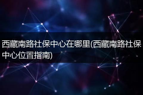 西藏南路社保中心在哪里(西藏南路社保中心位置指南)