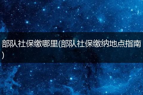 部队社保缴哪里(部队社保缴纳地点指南)