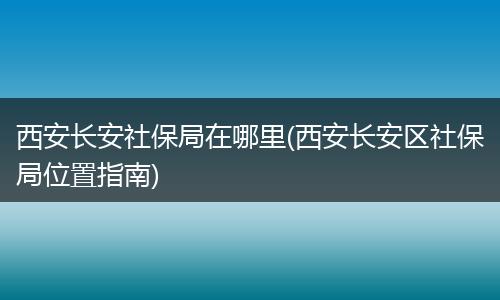 西安长安社保局在哪里(西安长安区社保局位置指南)