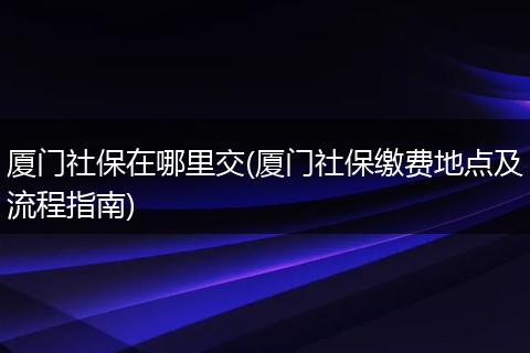 厦门社保在哪里交(厦门社保缴费地点及流程指南)