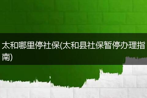 太和哪里停社保(太和县社保暂停办理指南)