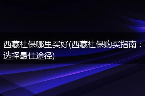 西藏社保哪里买好(西藏社保购买指南：选择最佳途径)
