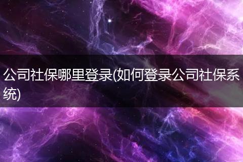 公司社保哪里登录(如何登录公司社保系统)