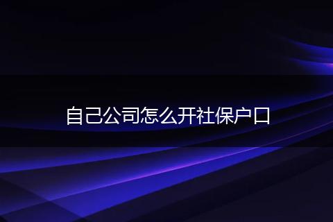 自己公司怎么开社保户口