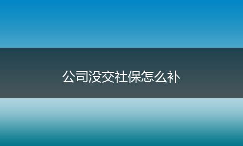 公司没交社保怎么补