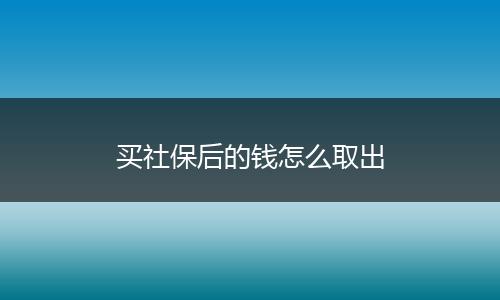 买社保后的钱怎么取出