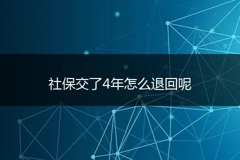 社保交了4年怎么退回呢