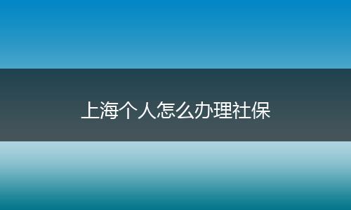 上海个人怎么办理社保