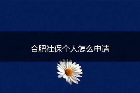 合肥社保个人怎么申请