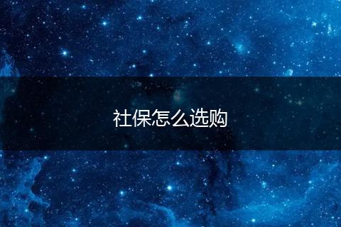 社保怎么选购