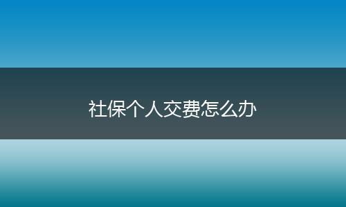 社保个人交费怎么办