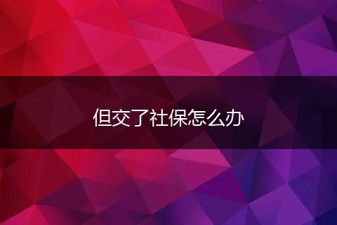 但交了社保怎么办