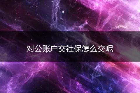 对公账户交社保怎么交呢