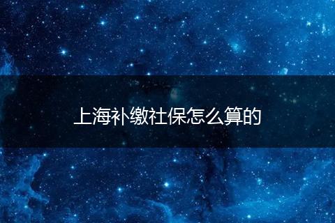 上海补缴社保怎么算的