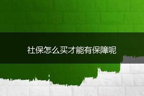 社保怎么买才能有保障呢