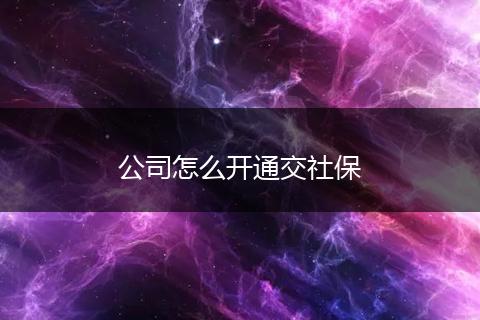 公司怎么开通交社保