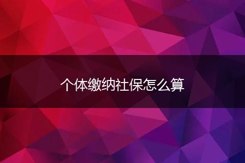 个体缴纳社保怎么算