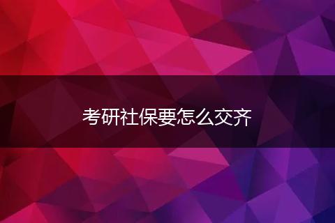 考研社保要怎么交齐